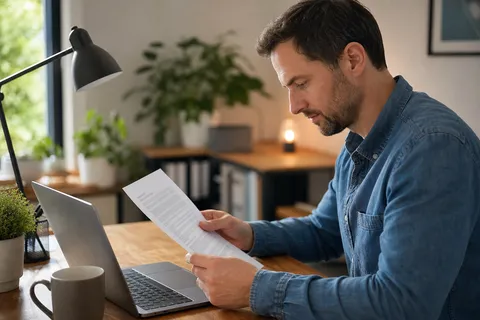 Symbolbild zum Ratgeber „24-Stunden-Lieferantenwechsel: Das gilt seit 2025“: eine Person prüft am Laptop einen Stromvertrag am Schreibtisch.