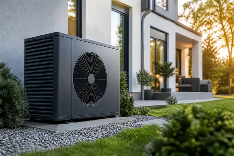 Symbolbild zum Ratgeber „§ 14a EnWG: Module 1, 2 und 3 im Vergleich“: eine moderne Wärmepumpe vor einem Einfamilienhaus.