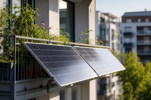 Symbolbild zum Ratgeber „Einspeisevergütung 2026: Was du für Solarstrom bekommst“: ein Balkonkraftwerk mit Solarmodulen am Balkongeländer eines Wohnhauses.