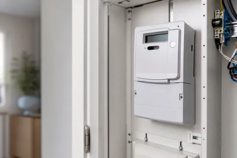 Symbolbild zum Ratgeber „Smart-Meter-Pflicht: Wer ab wann einen bekommt“: ein digitaler Smart Meter im Zählerschrank eines Haushalts.