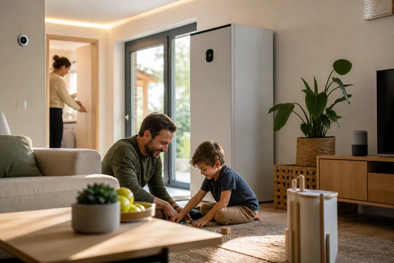 Symbolbild zum Ratgeber „Stromkosten in Haus und Garten senken“: ein energieeffizientes Wohnzimmer mit LED-Beleuchtung.