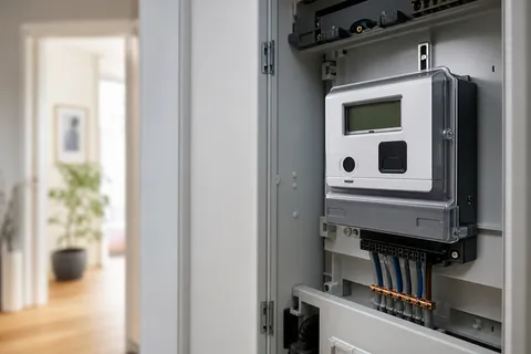 Symbolbild zum Ratgeber „Sonderkündigungsrecht bei Preiserhöhung nutzen“: ein digitaler Smart Meter im Zählerschrank eines Haushalts.